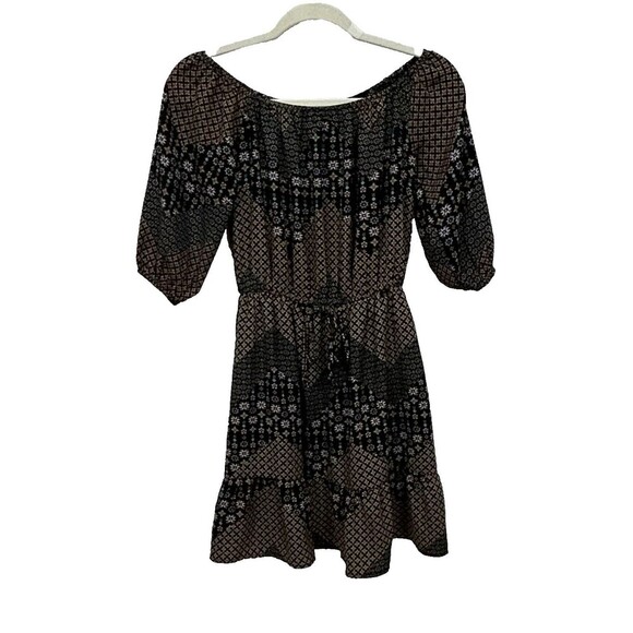 Everly Womens SM Black Lined Rayon Dress Short Sleeve On/Off Shoulder Ruffles - Picture 1 of 12